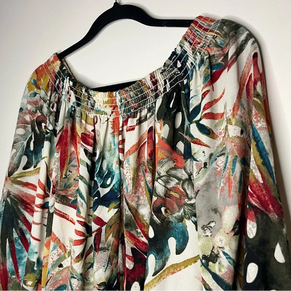 ARIELLA Boho Floral Colorful Lightweight Breezy Flowy Off Shoulder Top Blouse - Picture 6 of 8